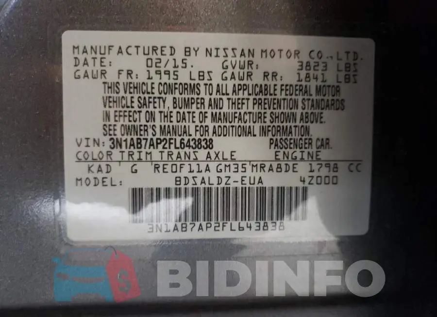 3N1AB7AP2FL643838 Photo# 13