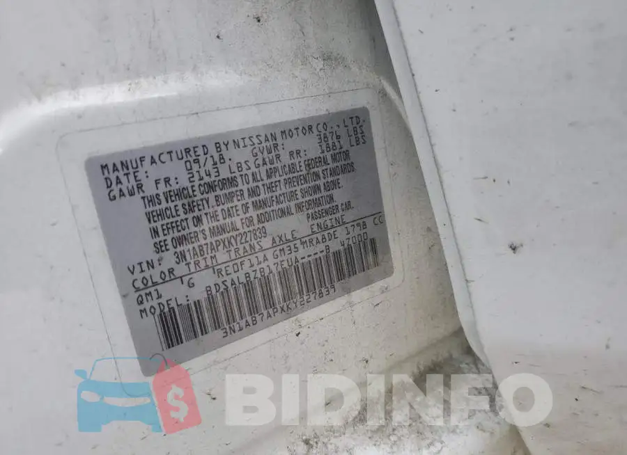 3N1AB7APXKY227839 Photo# 12