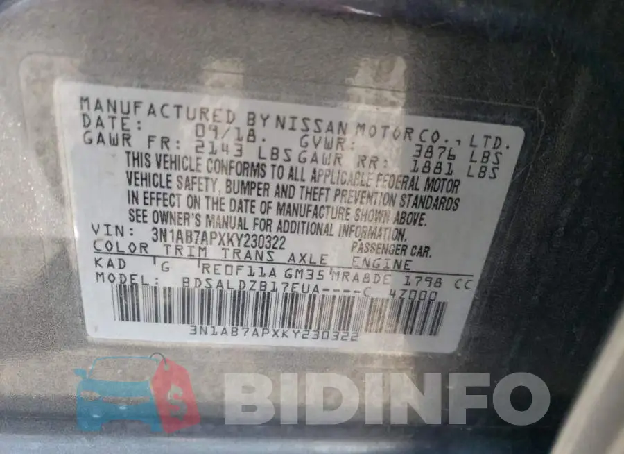 3N1AB7APXKY230322 Photo# 12