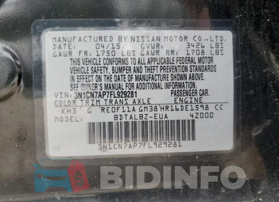 3N1CN7AP7FL929281 Photo# 12