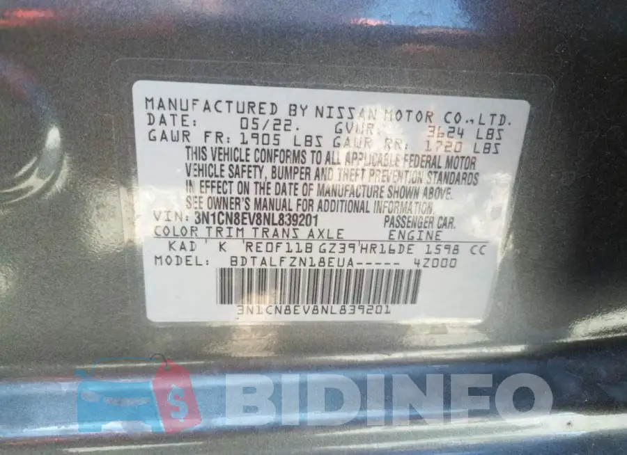 3N1CN8EV8NL839201 Photo# 12