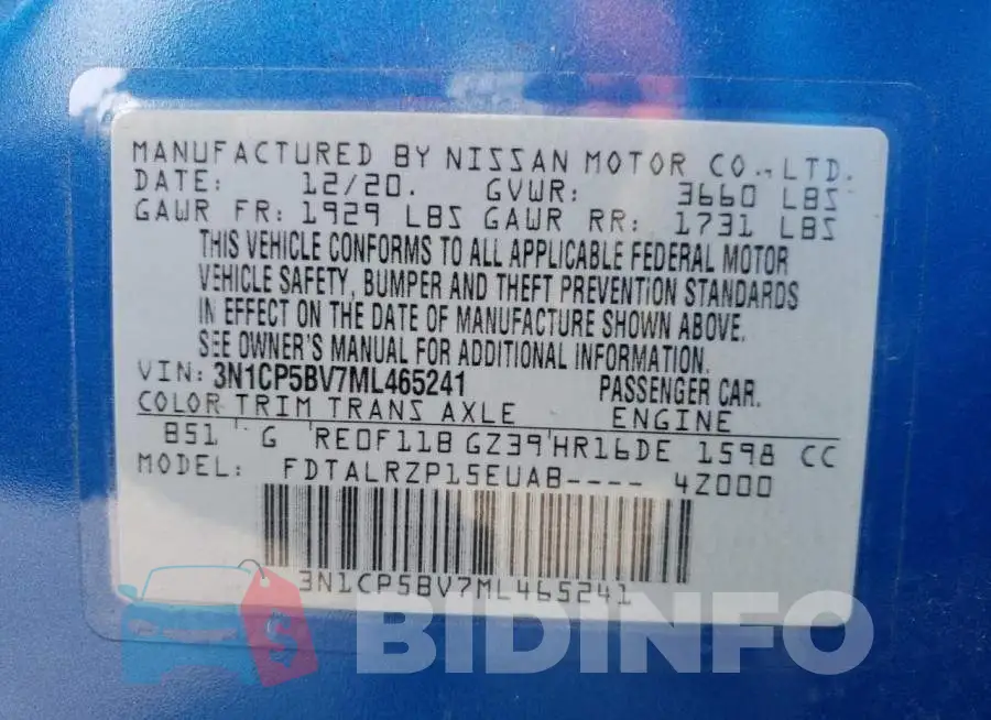 3N1CP5BV7ML465241 Photo# 12