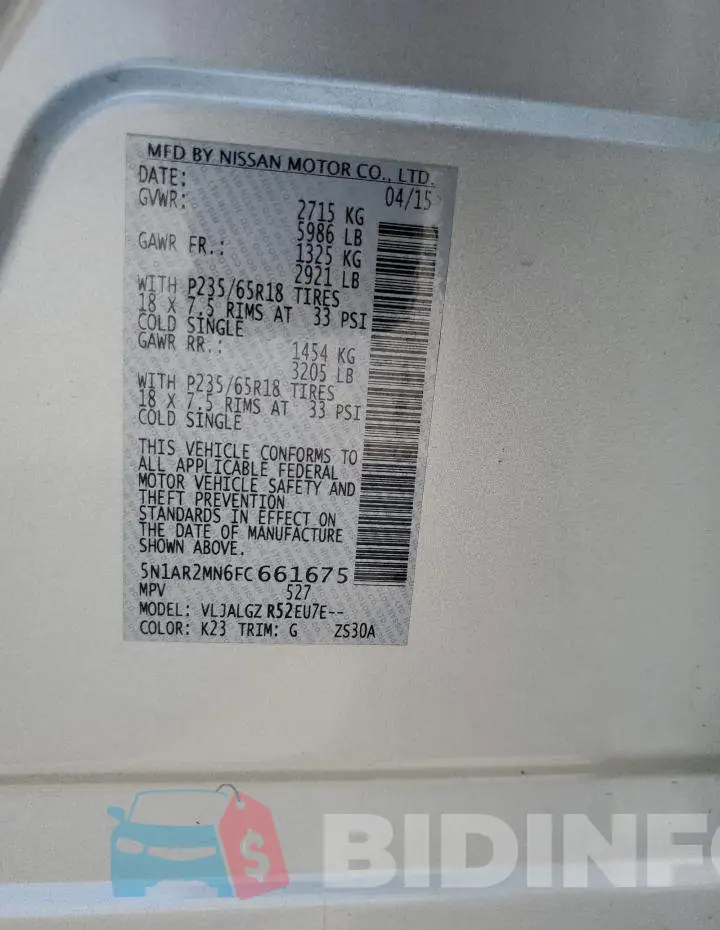 5N1AR2MN6FC661675 Photo# 12