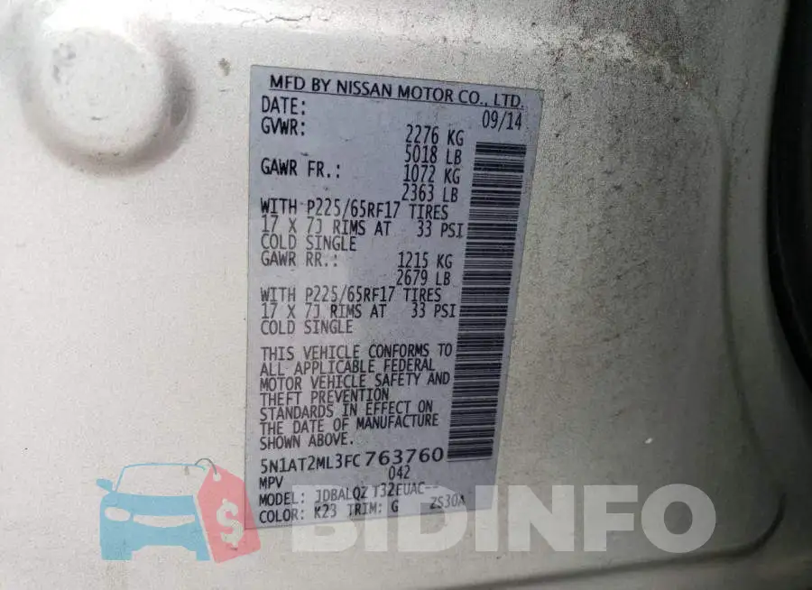 5N1AT2ML3FC763760 Photo# 12