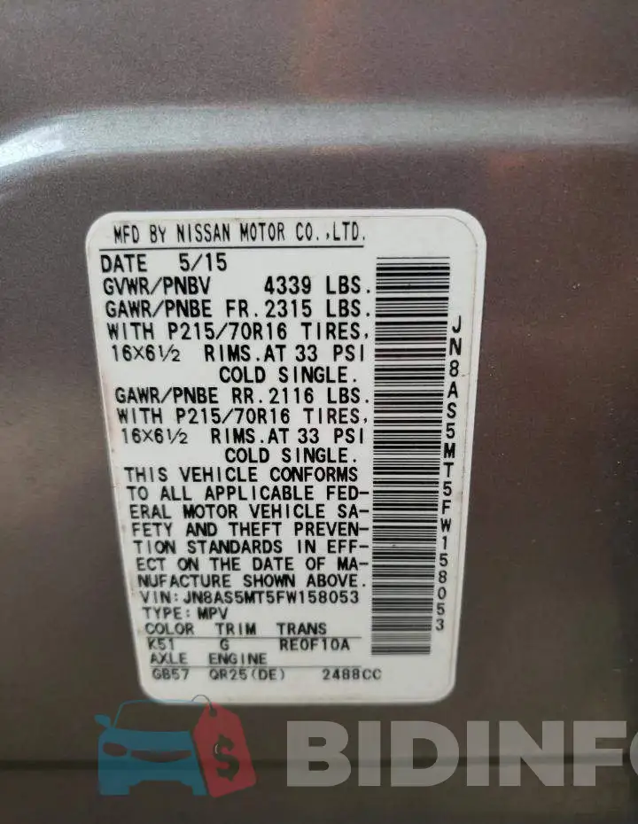 JN8AS5MT5FW158053 Photo# 13