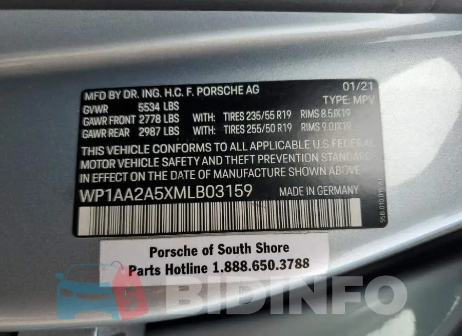 WP1AA2A5XMLB03159 Photo# 12