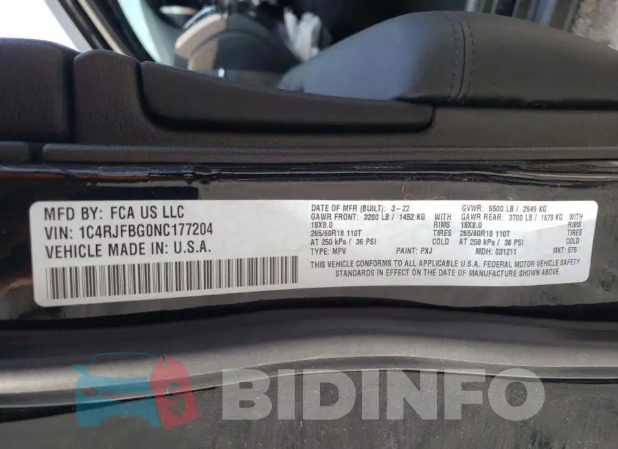 1C4RJFBG0NC177204 Photo# 14