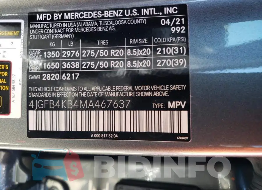 4JGFB4KB4MA467637 Photo# 13