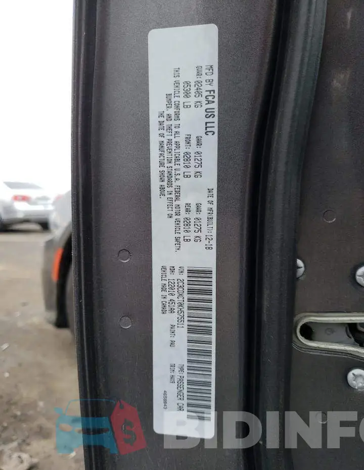 2C3CDXCT0KH575511 Photo# 12