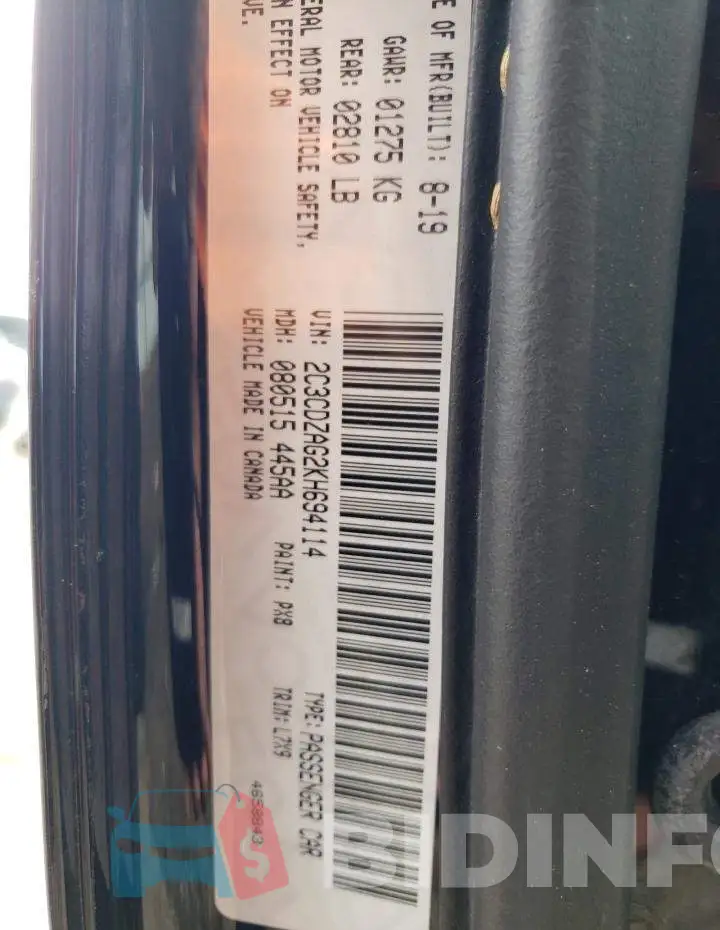 2C3CDZAG2KH694114 Photo# 12