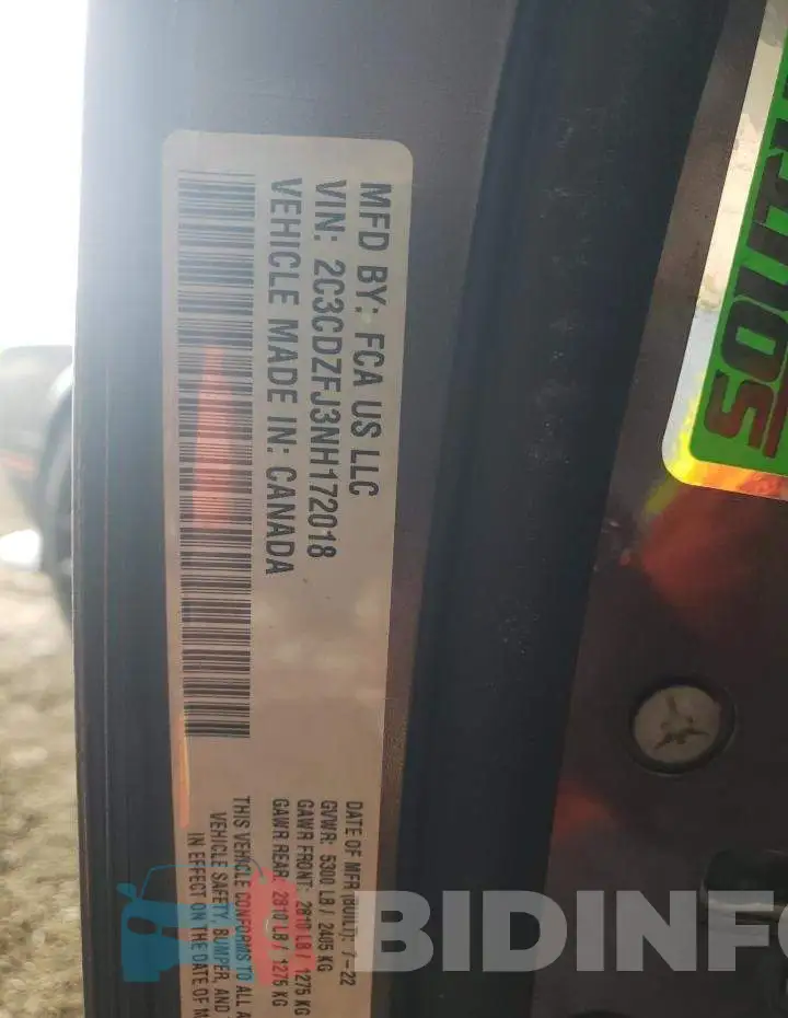 2C3CDZFJ3NH172018 Photo# 12