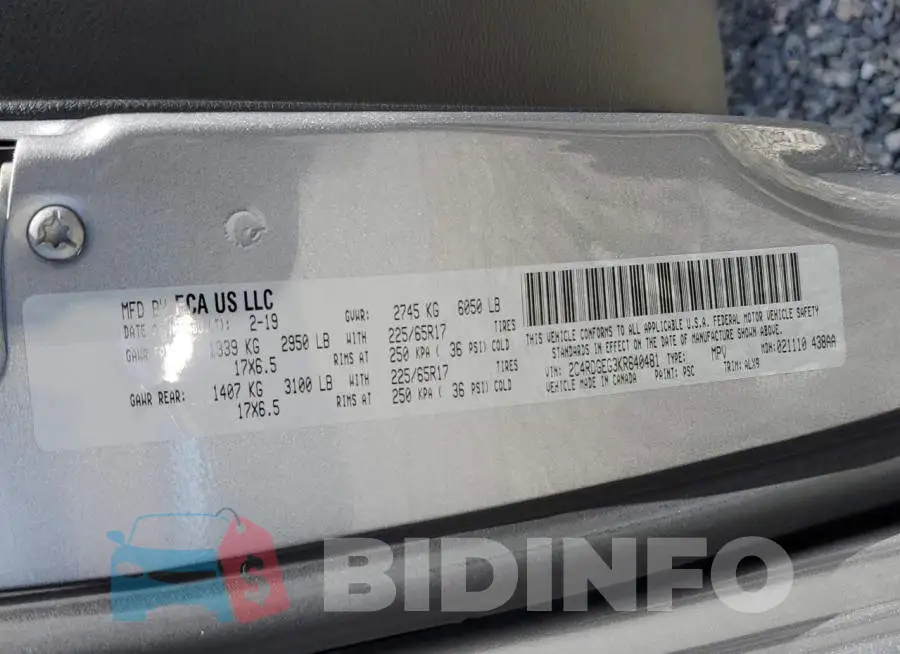 2C4RDGEG3KR640481 Photo# 13