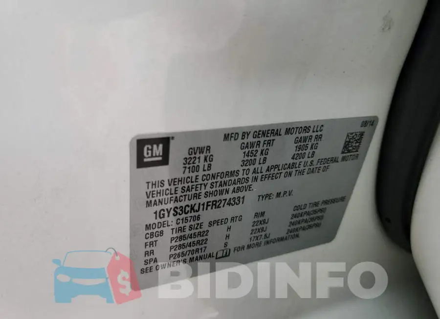 1GYS3CKJ1FR274331 Photo# 13