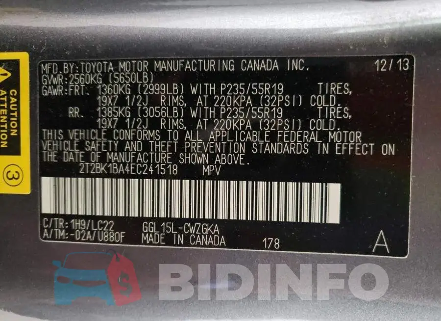 2T2BK1BA4EC241518 Photo# 13