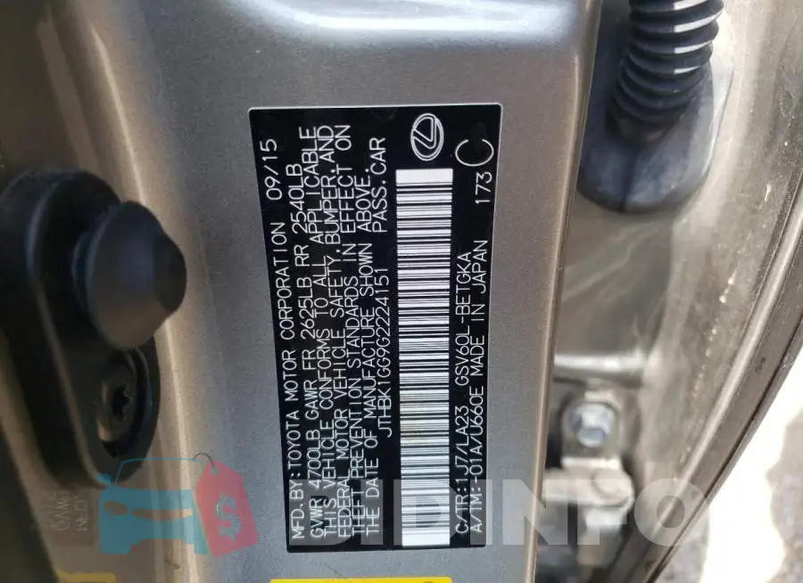 JTHBK1GG9G2224151 Photo# 12