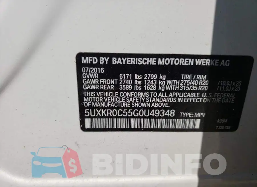 5UXKR0C55G0U49348 Photo# 13