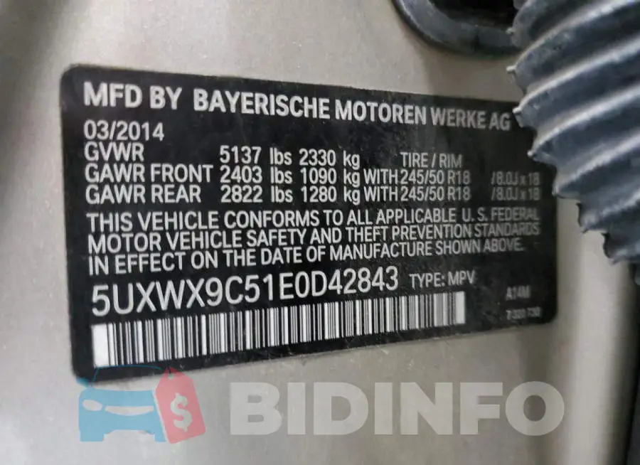 5UXWX9C51E0D42843 Photo# 13