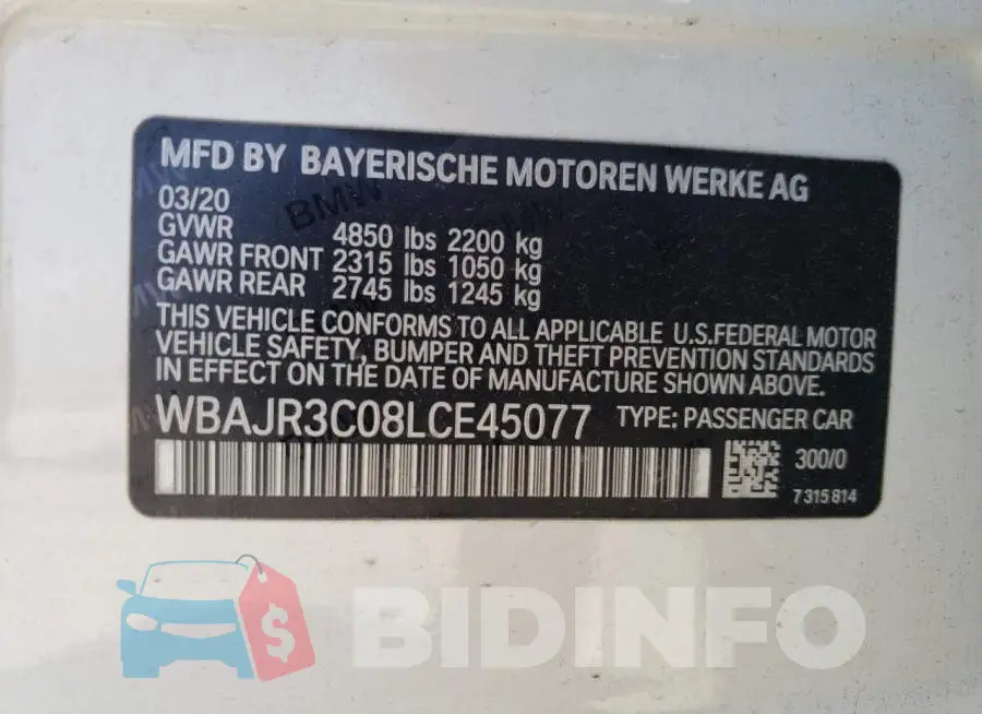 WBAJR3C08LCE45077 Photo# 13