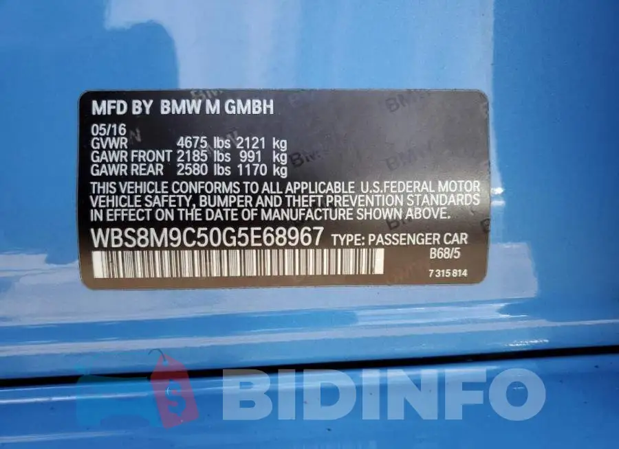 WBS8M9C50G5E68967 Photo# 12