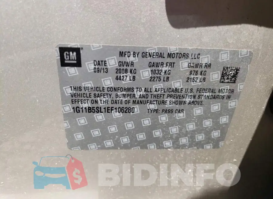 1G11B5SL1EF106280 Photo# 12