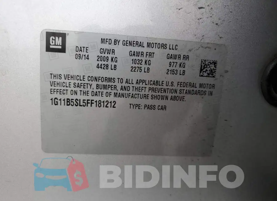 1G11B5SL5FF181212 Photo# 12