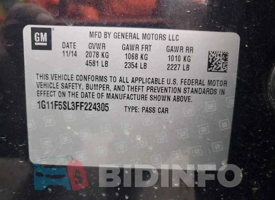 1G11F5SL3FF224305 Photo# 12
