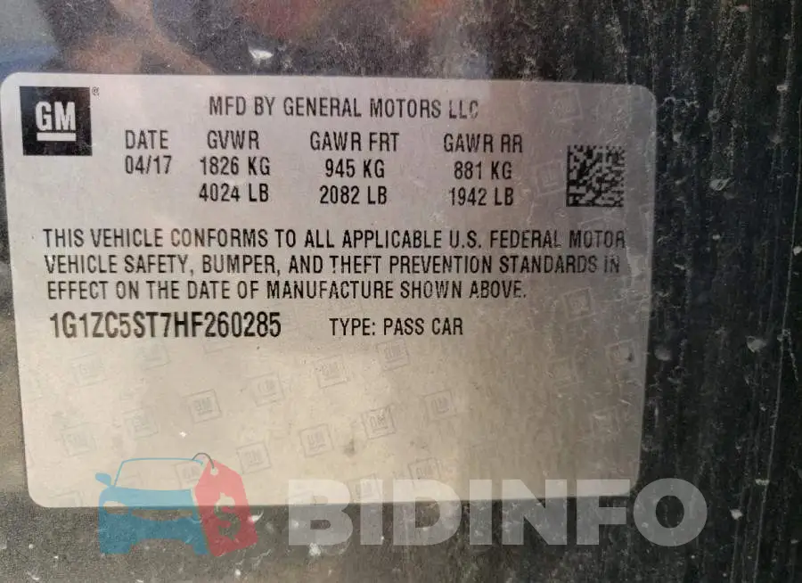 1G1ZC5ST7HF260285 Photo# 12