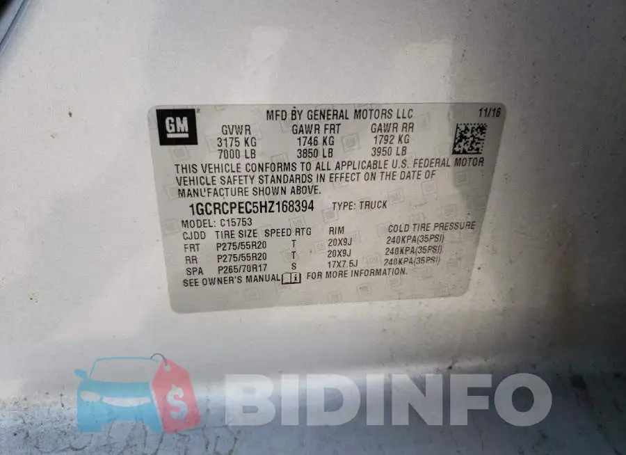 1GCRCPEC5HZ168394 Photo# 12