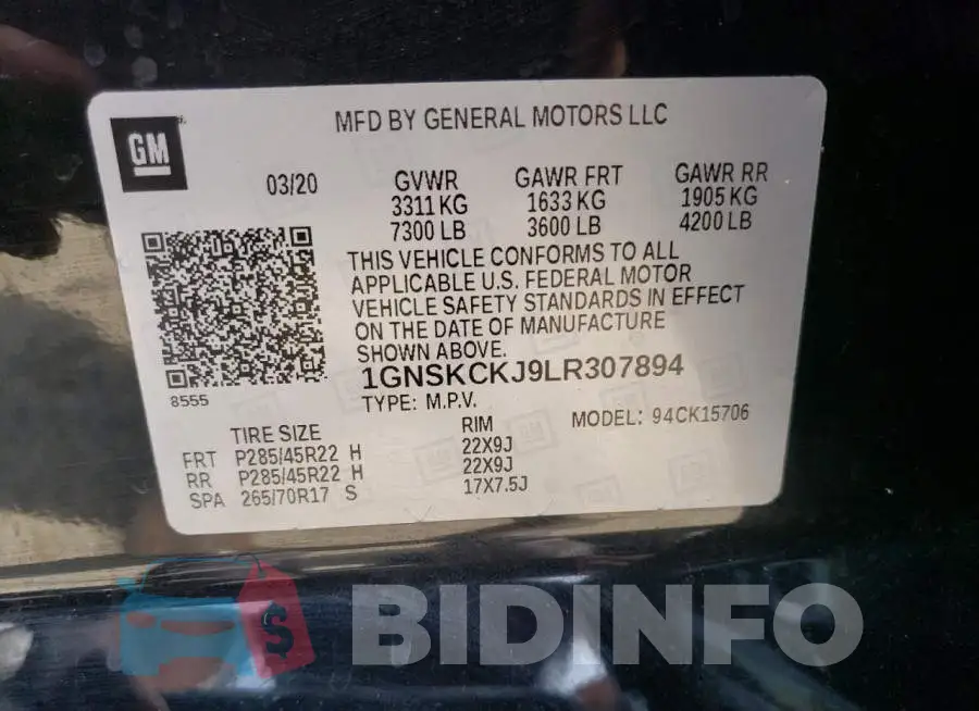 1GNSKCKJ9LR307894 Photo# 13
