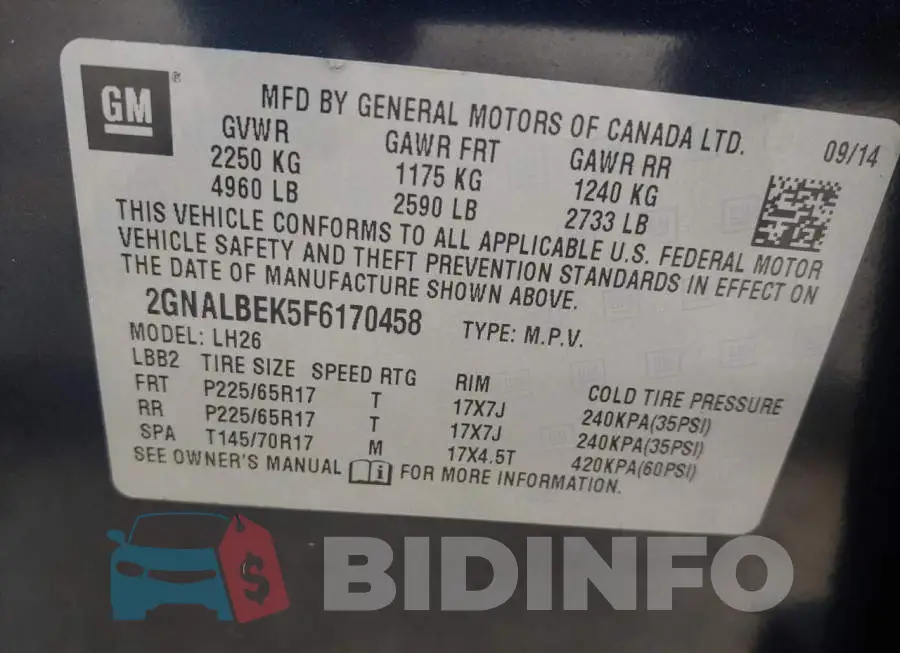 2GNALBEK5F6170458 Photo# 10