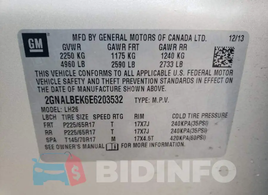 2GNALBEK6E6203532 Photo# 14