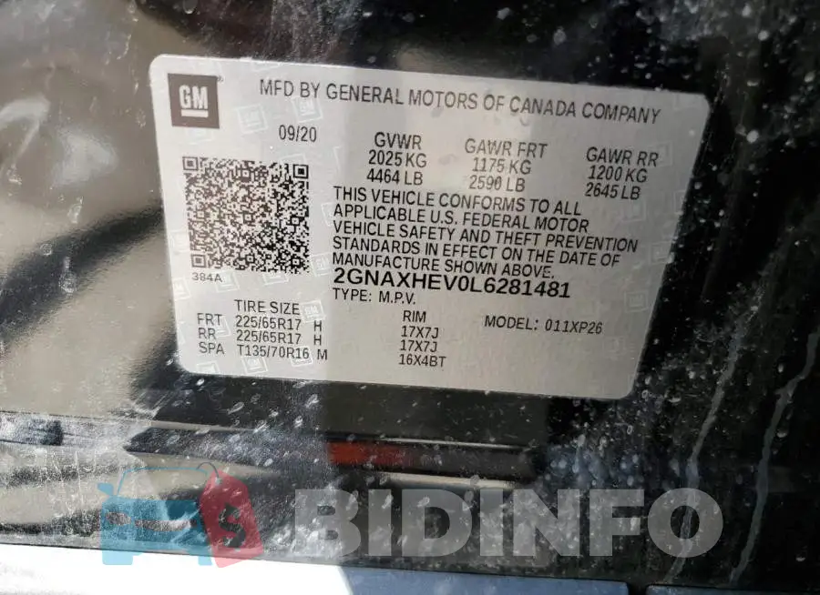 2GNAXHEV0L6281481 Photo# 13