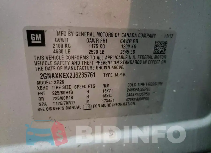 2GNAXKEX2J6235761 Photo# 13