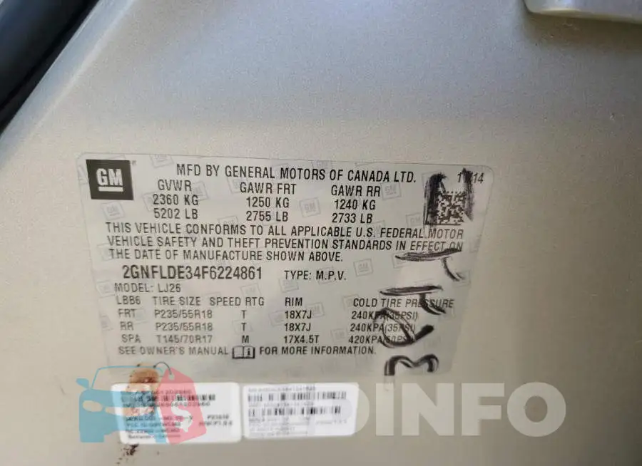 2GNFLDE34F6224861 Photo# 13
