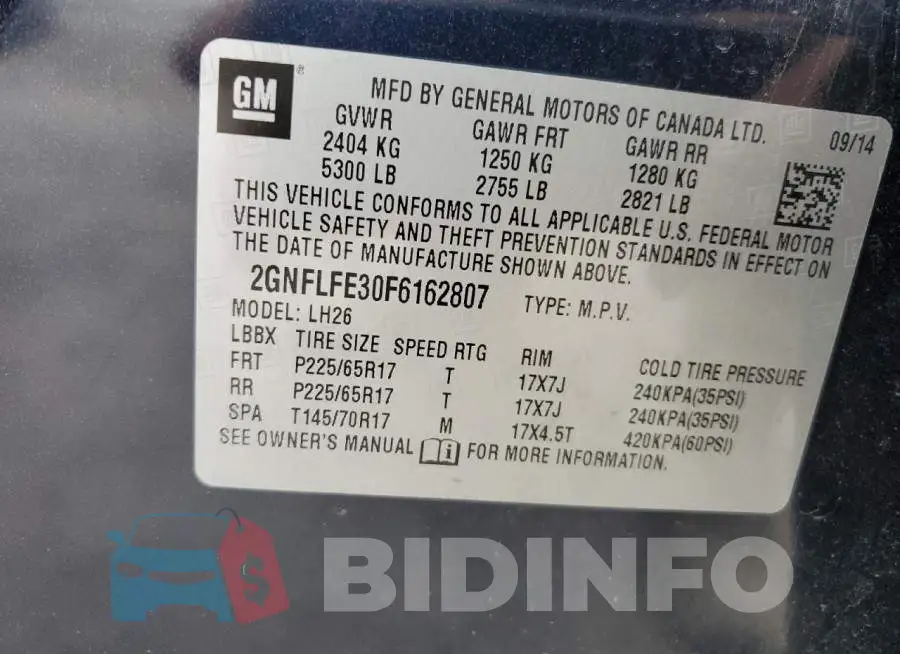 2GNFLFE30F6162807 Photo# 13