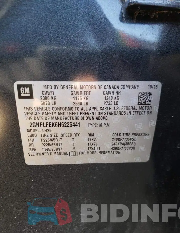 2GNFLFEK6H6226441 Photo# 12