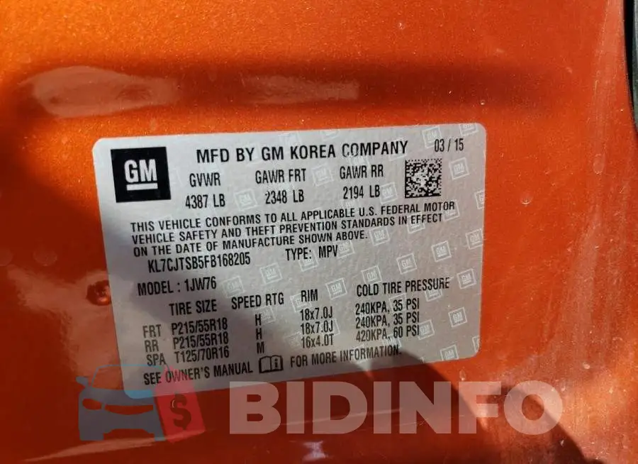 KL7CJTSB5FB168205 Photo# 12