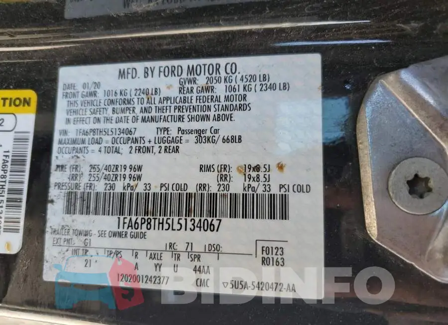 1FA6P8TH5L5134067 Photo# 13