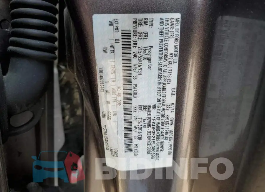 1FADP3F21EL380596 Photo# 13