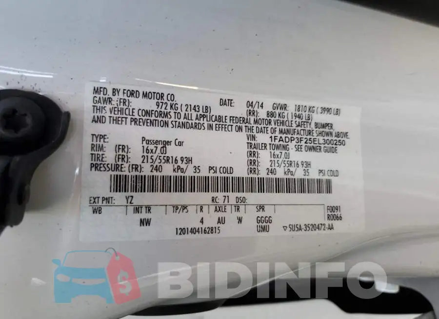 1FADP3F25EL300250 Photo# 13
