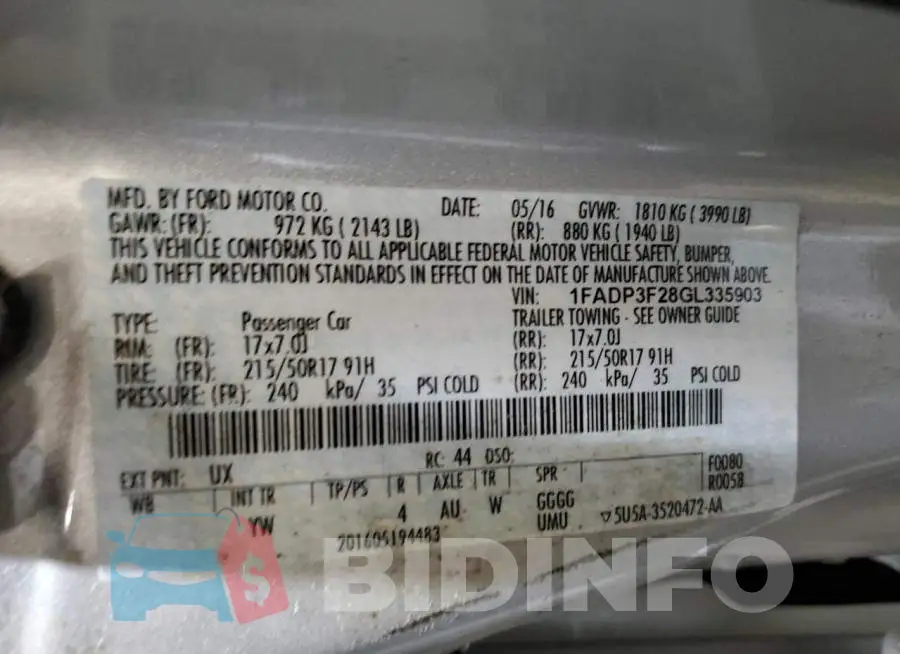 1FADP3F28GL335903 Photo# 12