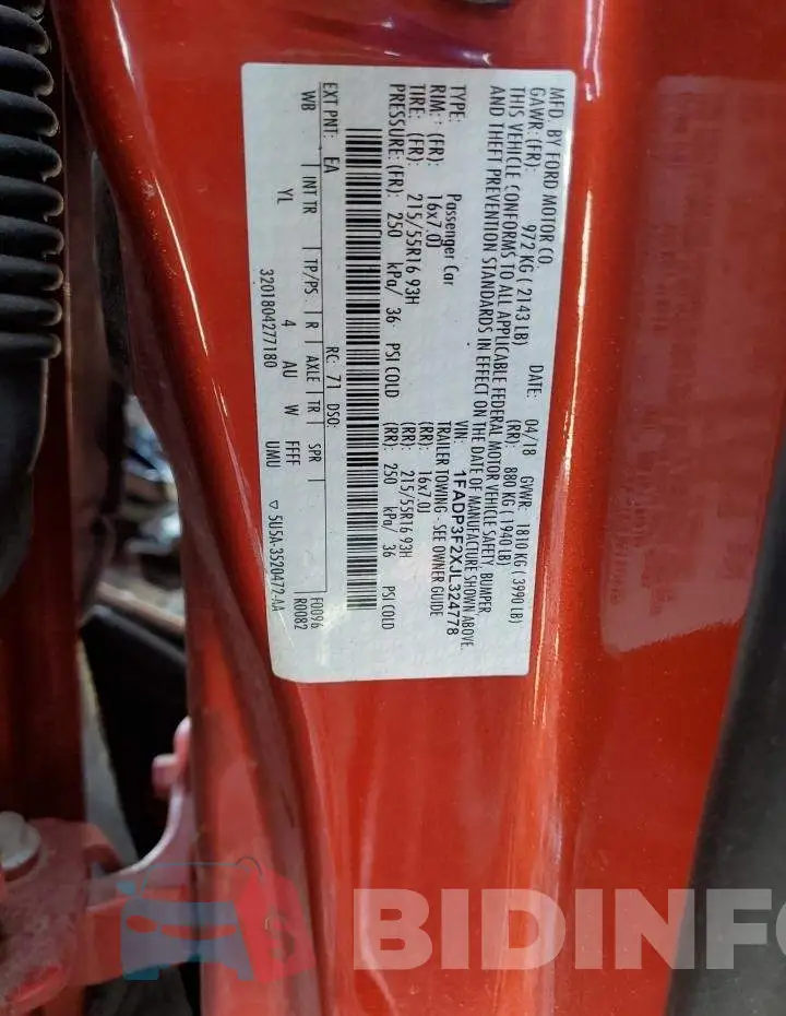 1FADP3F2XJL324778 Photo# 12