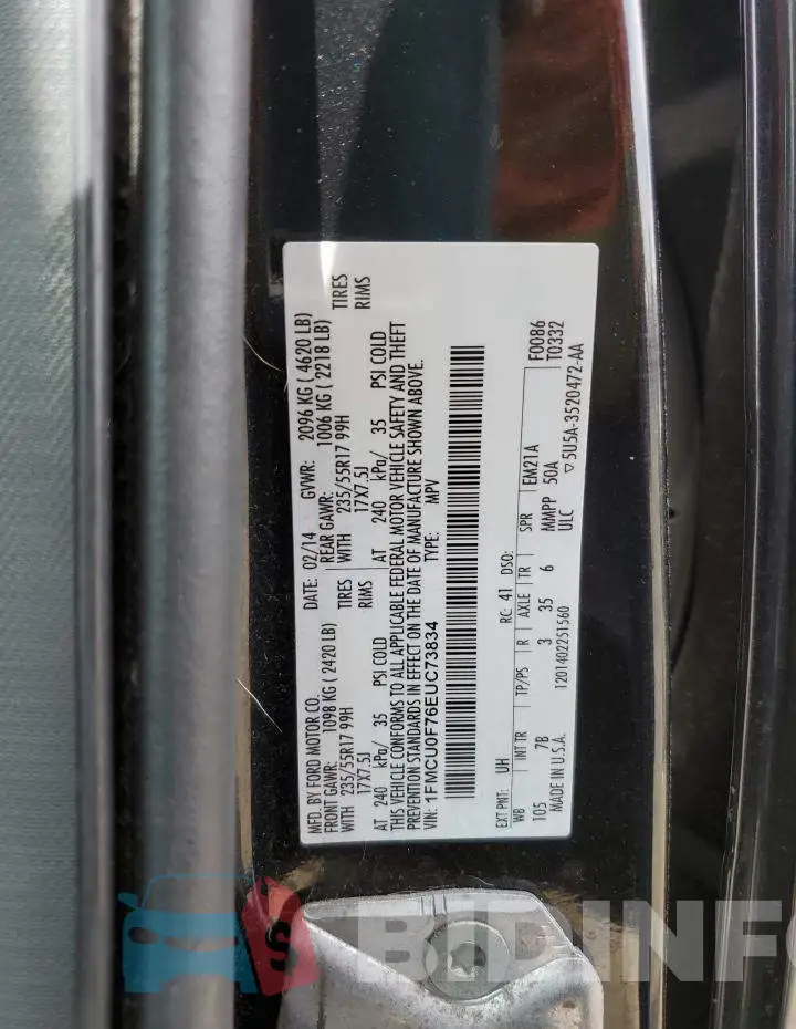 1FMCU0F76EUC73834 Photo# 13