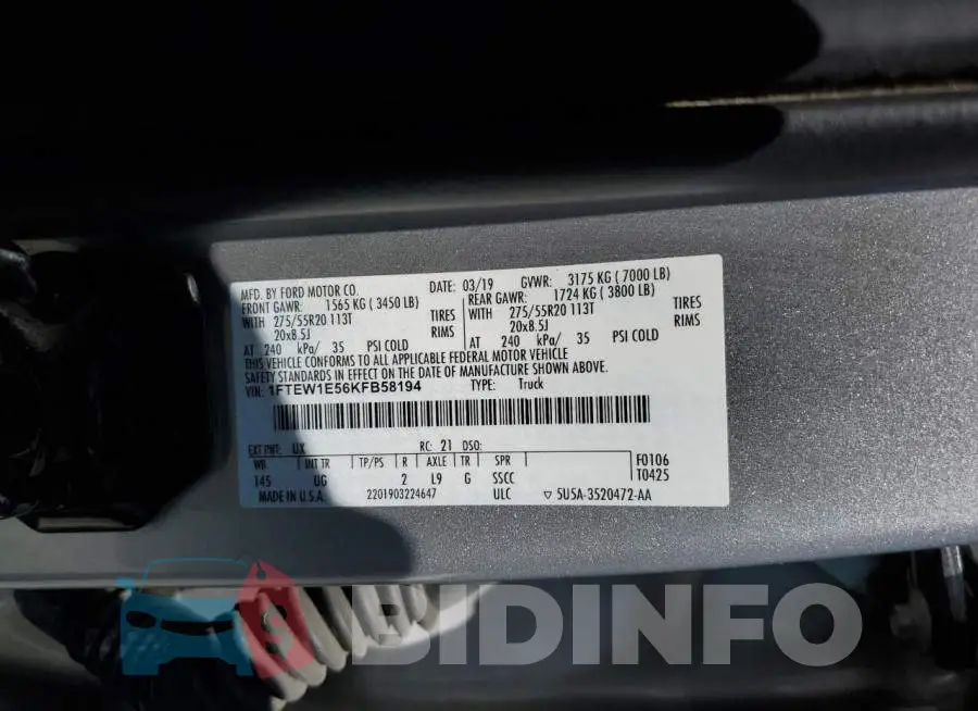1FTEW1E56KFB58194 Photo# 12