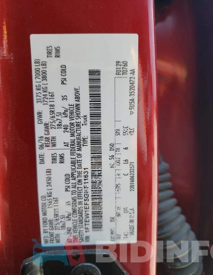 1FTEW1EF5GKF11631 Photo# 12