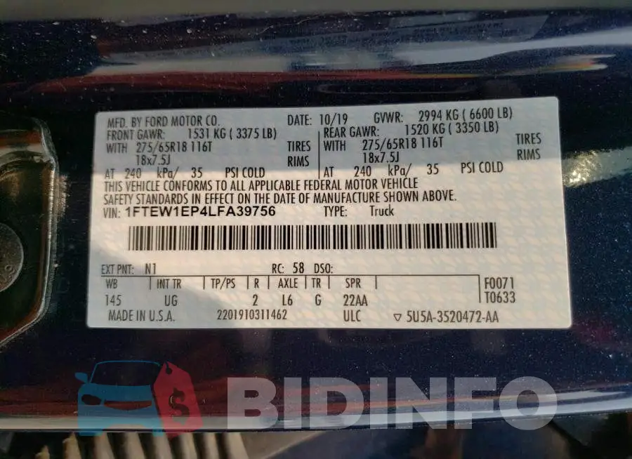 1FTEW1EP4LFA39756 Photo# 12