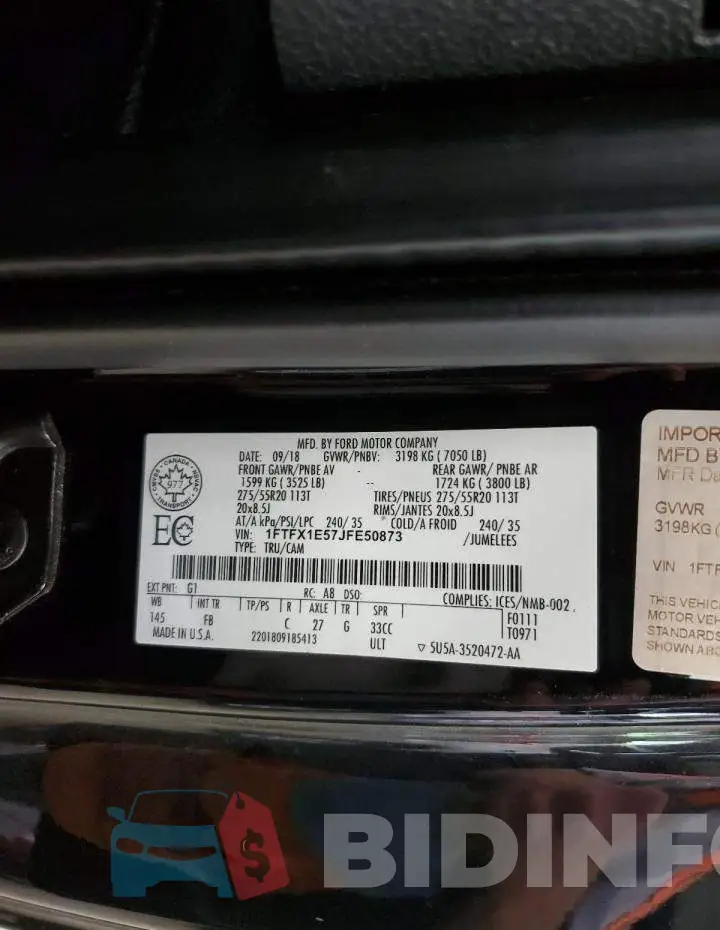 1FTFX1E57JFE50873 Photo# 12