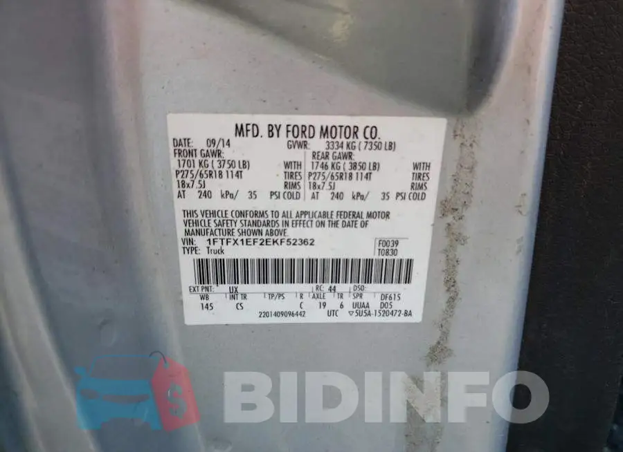 1FTFX1EF2EKF52362 Photo# 12
