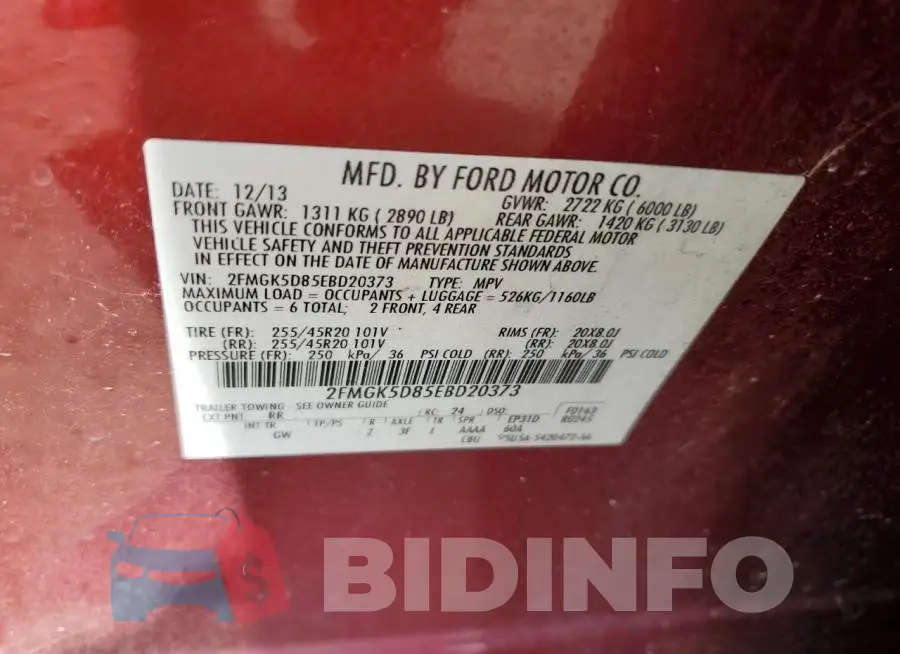 2FMGK5D85EBD20373 Photo# 13