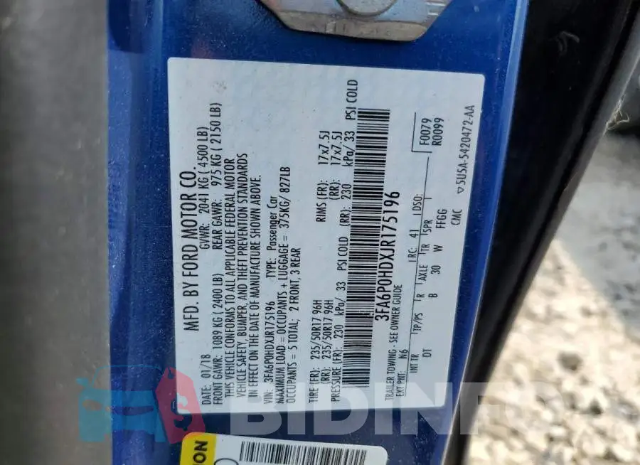 3FA6P0HDXJR175196 Photo# 12